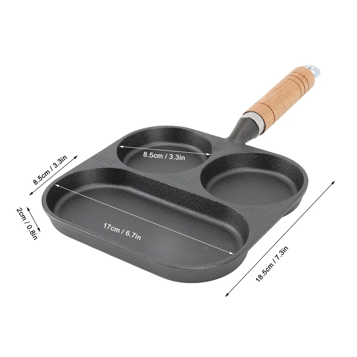 Breakfast Pan 3 Section Egg Frying Pans Non Coating Divided Grill Frying Pan