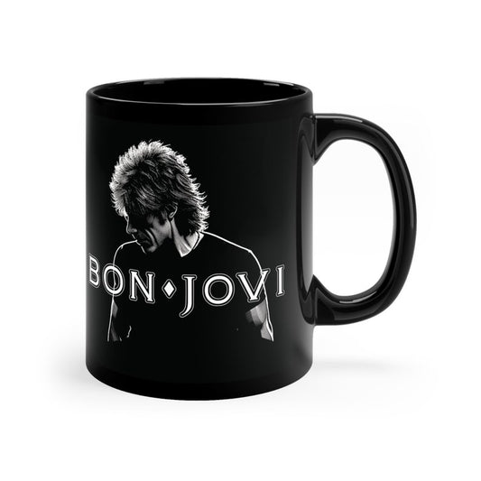 Bon Jovi Rock Icon Mug - High-Contrast Image of Jon Bon Jovi - Perfect Gift for Bon Jovi Fans | 11oz Black Mug