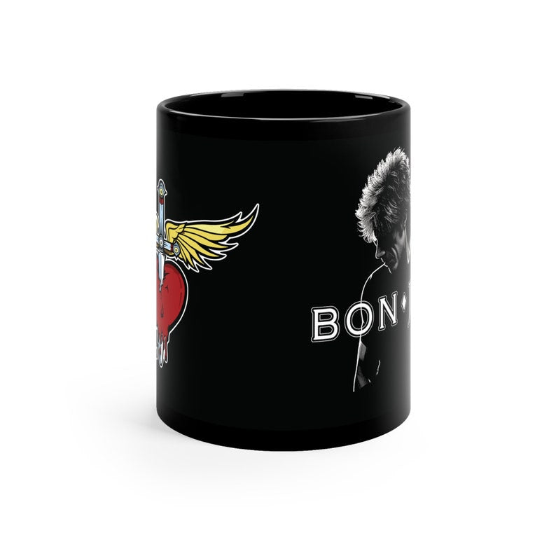 Bon Jovi Rock Icon Mug - High-Contrast Image of Jon Bon Jovi - Perfect Gift for Bon Jovi Fans | 11oz Black Mug