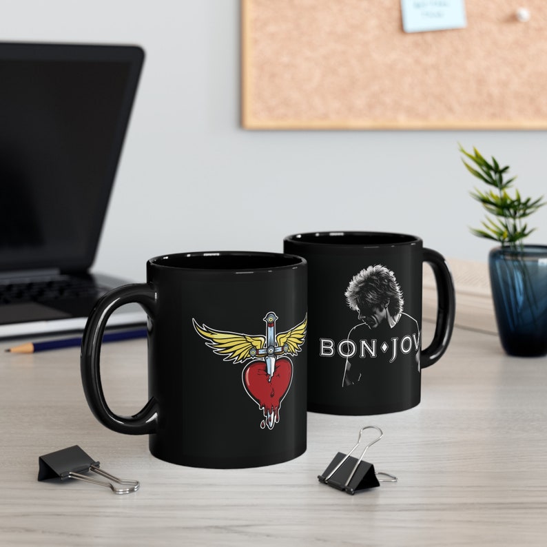 Bon Jovi Rock Icon Mug - High-Contrast Image of Jon Bon Jovi - Perfect Gift for Bon Jovi Fans | 11oz Black Mug