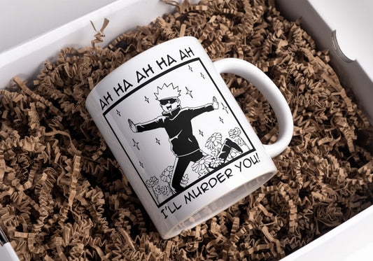 Gojo Satoru Mug | I'll Murder You Large Mug | Jujutsu Kaisen Mug | Kawaii Aizawa Sensei Anime Mug