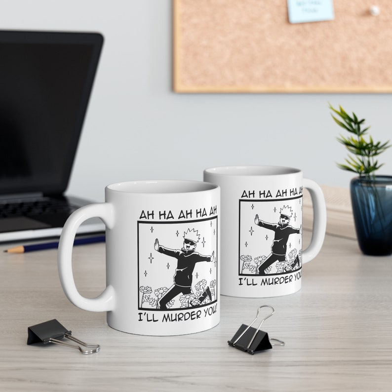 Gojo Satoru Mug | I'll Murder You Large Mug | Jujutsu Kaisen Mug | Kawaii Aizawa Sensei Anime Mug