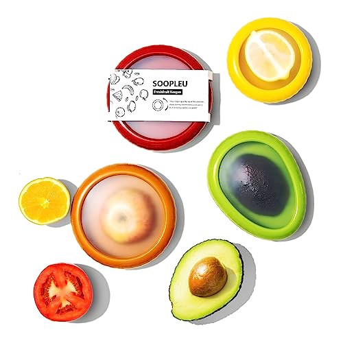 Avocado Saver and Tomato Holder - Set of 4 Reusable Storage Containers for Fridge